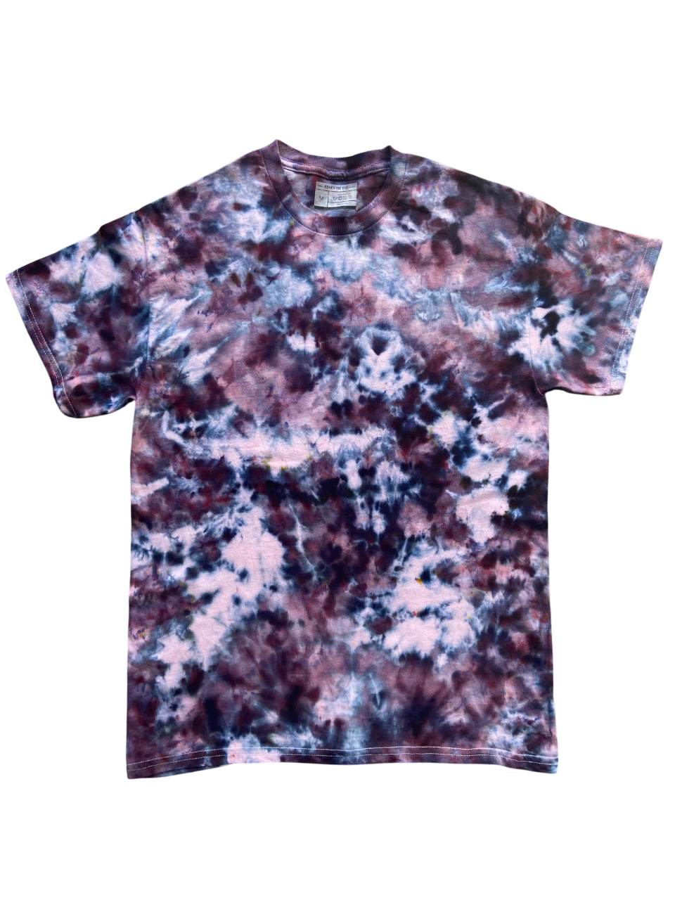 Tie-dye t-shirt with various random purple shades from dark to light purple