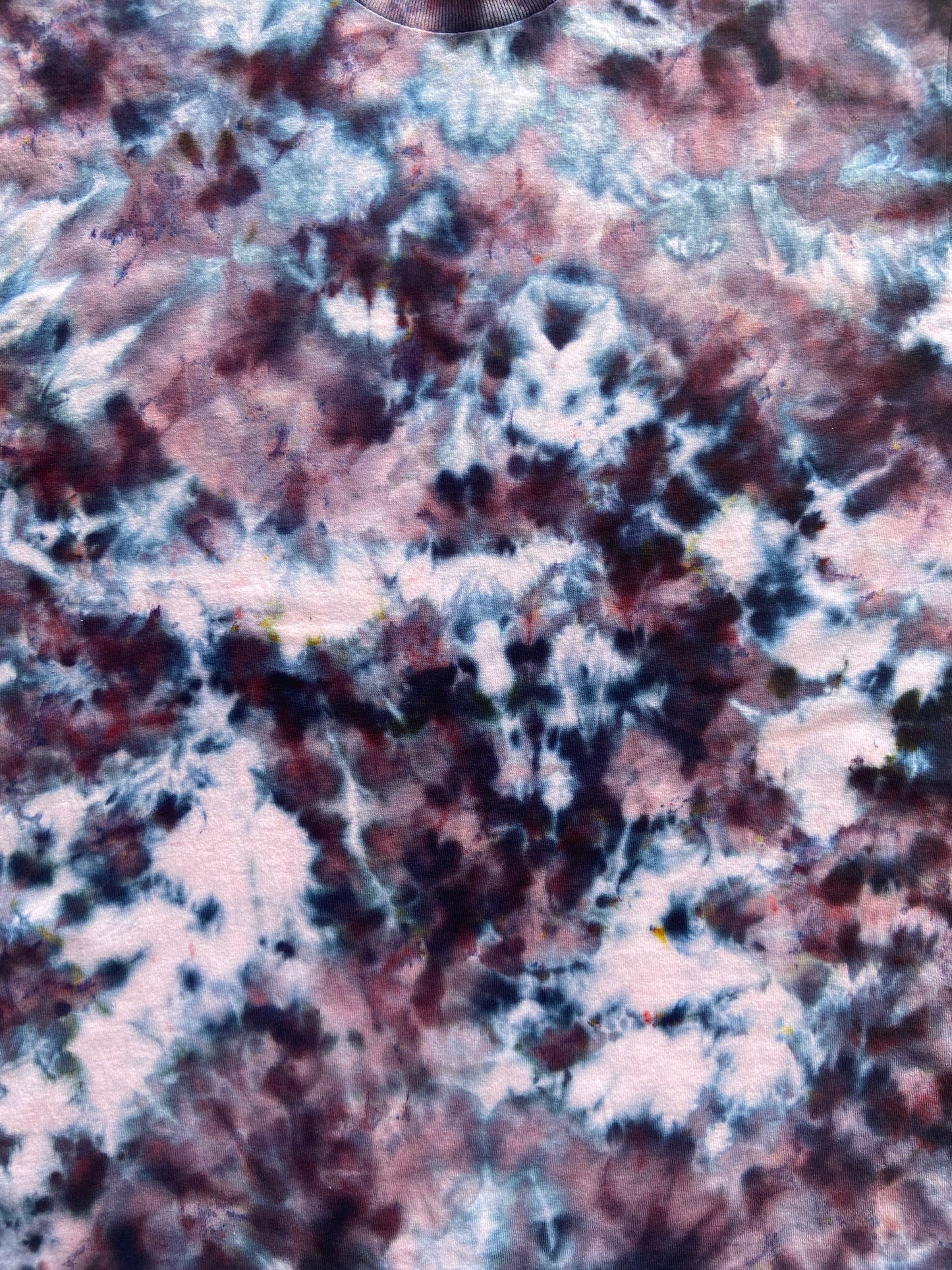 Tie-dye t-shirt with various random purple shades from dark to light purple