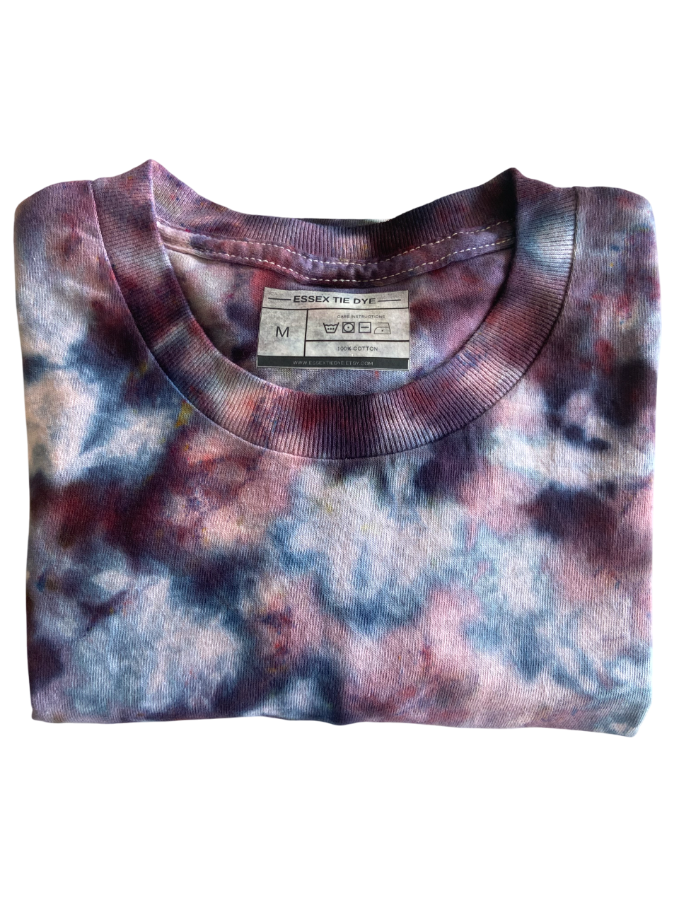 Tie-dye t-shirt with various random purple shades from dark to light purple