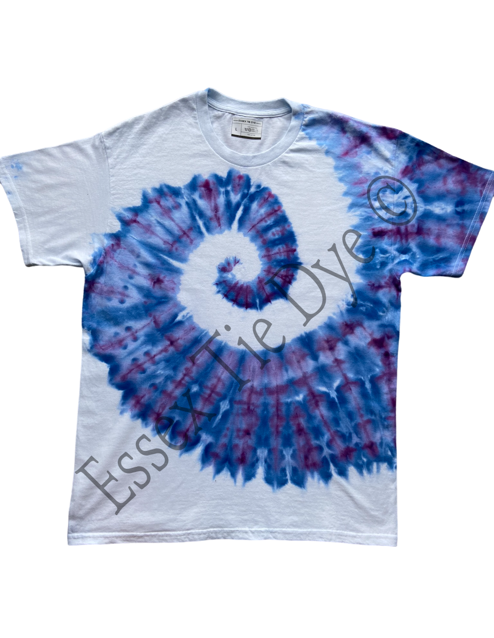 Periwinkle Ice Spiral Tie Dye T-Shirt, Adult, Youth, Unisex XS, S, M, L, XL, 2XL, 3XL, 4XL, 5XL, Dyed in the UK, Gift