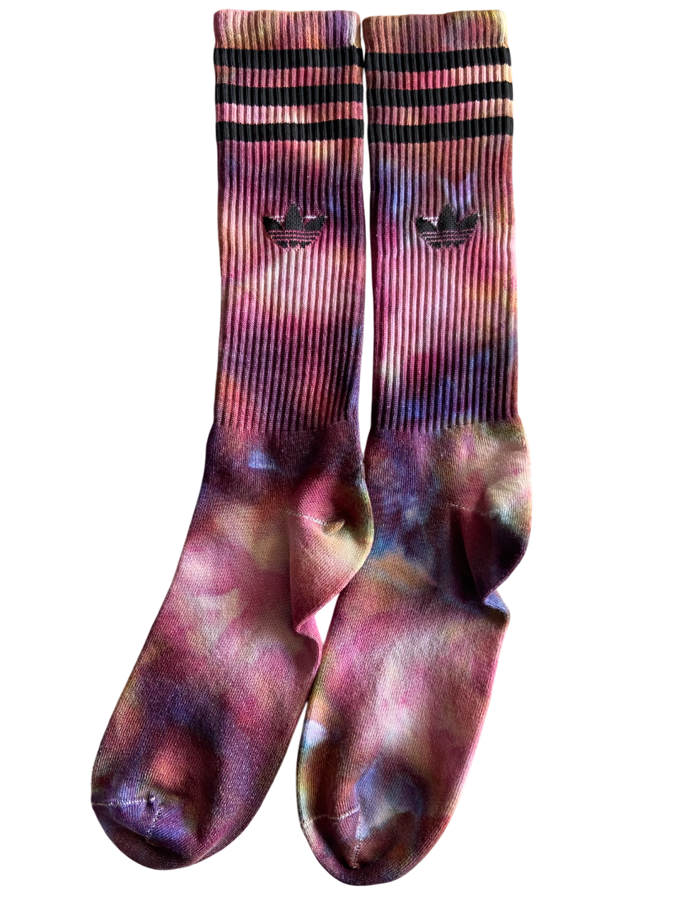 Warrior Princess Ice Tie Dye Adidas High Crew Socks, One Pair, Solid Colour, Unisex, Adidas Originals, Dyed in the UK, Gift