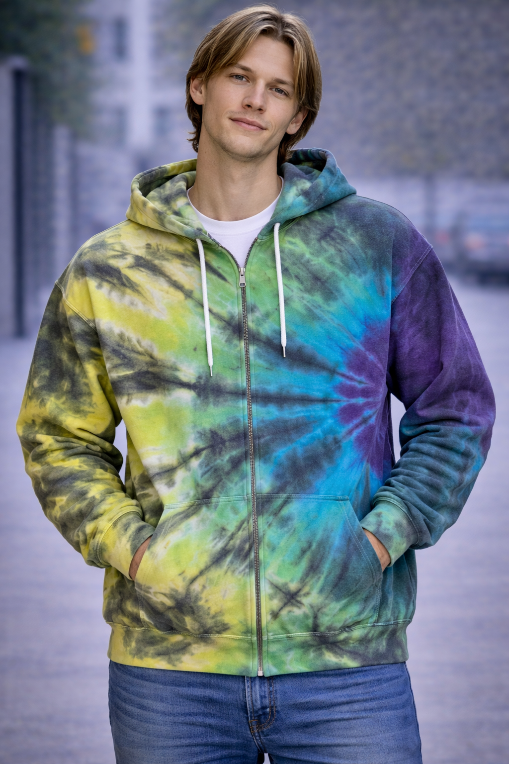 Opal Star Tie Dye Hoodie, Sweatshirt, Hooded, Adult, Youth, Unisex, XS, S, M, L, XL, 2XL, 3XL, 4XL, 5XL, Dyed in the UK, Handmade to order
