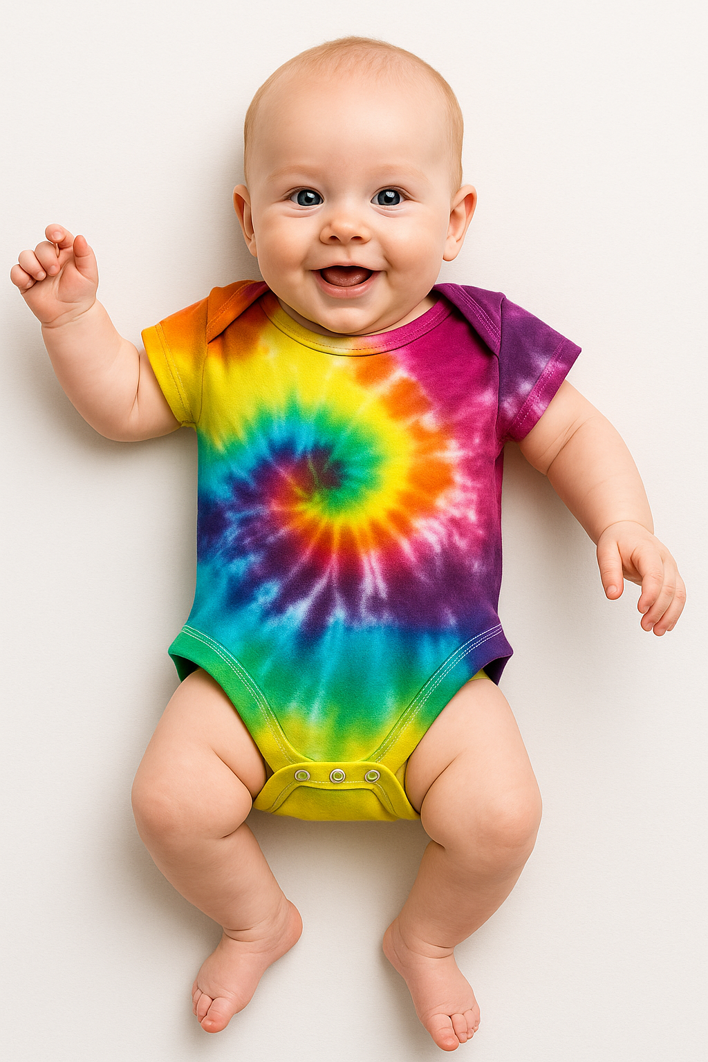 Rainbow Spiral Baby Tie Dye Vest, 0-3 months, 3-6 months, 6-9 months, 9-12 months, 12-18 months, 18-24 months, Unisex, Gift, 100% Cotton.