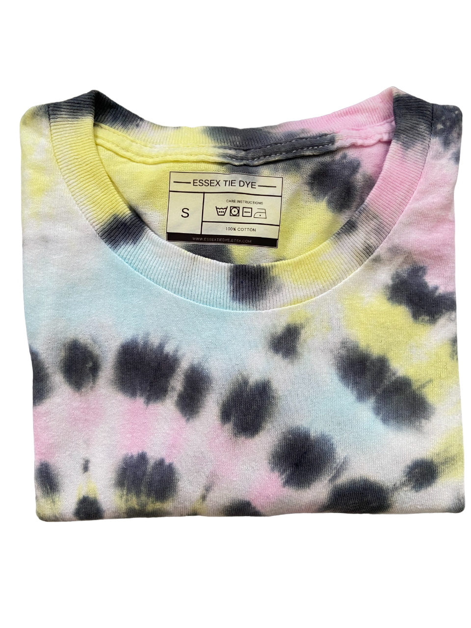 Summer Pastel Swirl with Black Spiral Tie Dye T-Shirt, Adult, Youth, Unisex, XS, S, M, L, XL, 2XL, 3XL, 4XL, 5XL, Dyed in the UK, Gift