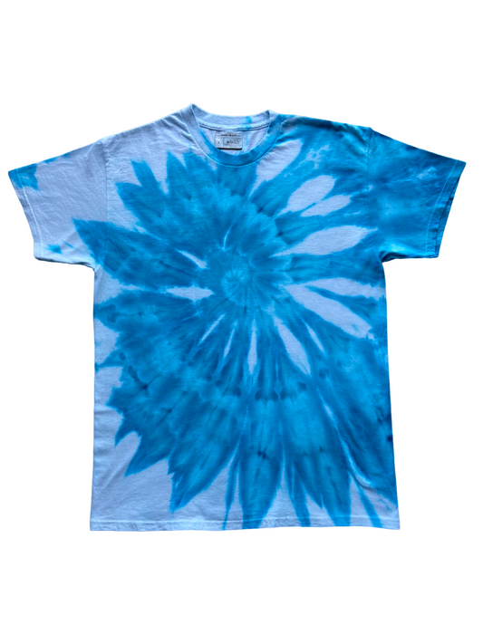 Turquoise Ice Spiral Tie Dye T-Shirt, Adult, Youth, Unisex XS, S, M, L, XL, 2XL, 3XL, 4XL, 5XL, Dyed in the UK, Gift