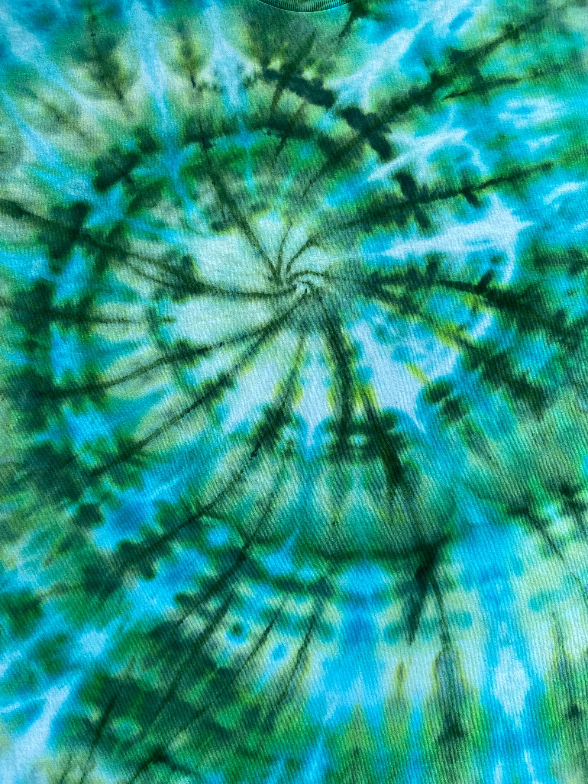 Forest Green Ice Tie Dye T-Shirt, Adult, Youth, Unisex XS, S, M, L, XL, 2XL, 3XL, 4XL, 5XL, Dyed in the UK, Gift