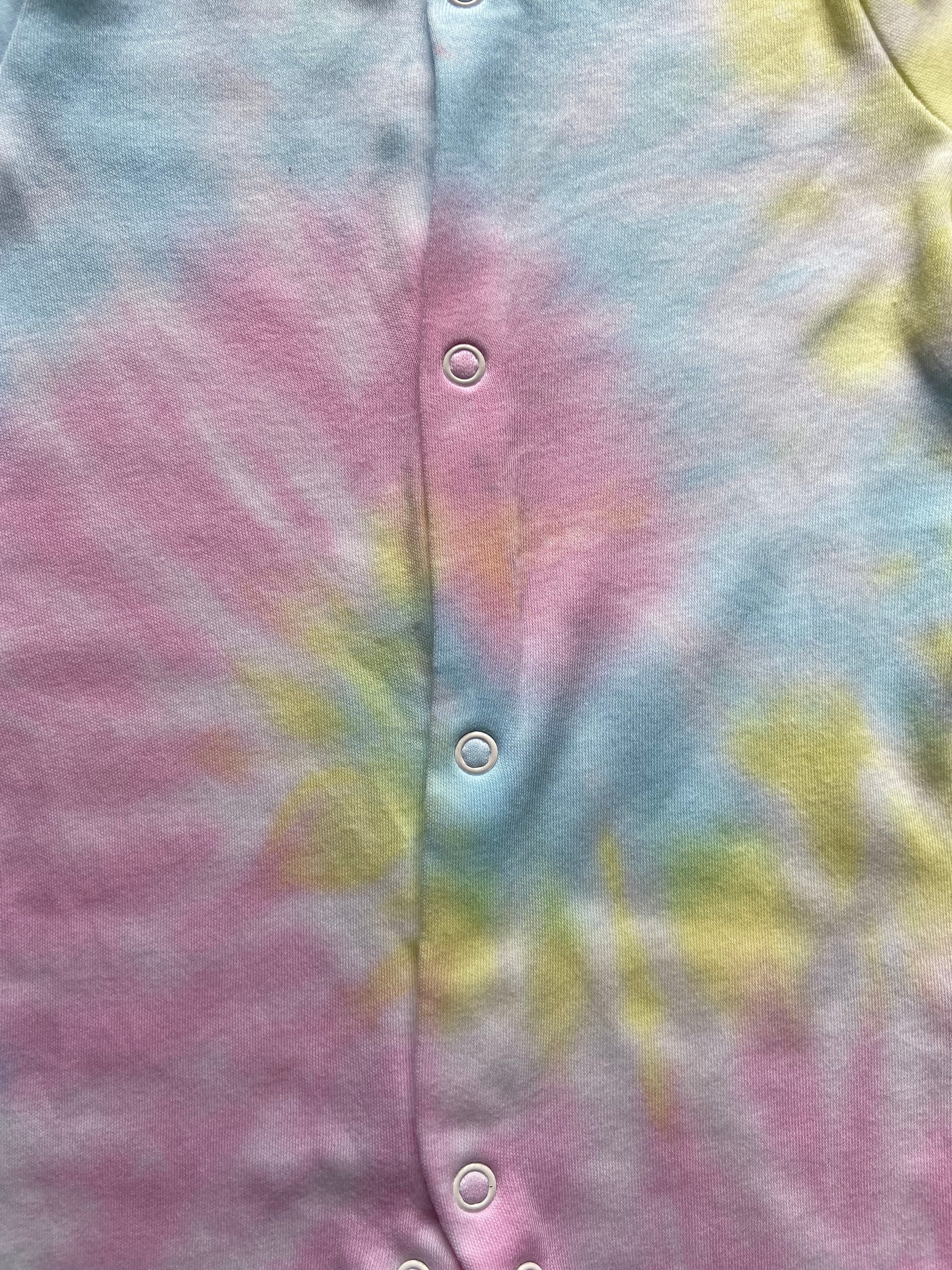 Pastel Tie Dye Baby Sleepsuit-0-3 months, 3-6 months, 6-9 months, 9-12 months, 12-18 months, 18-24 months, Unisex, Cotton, Handmade to order
