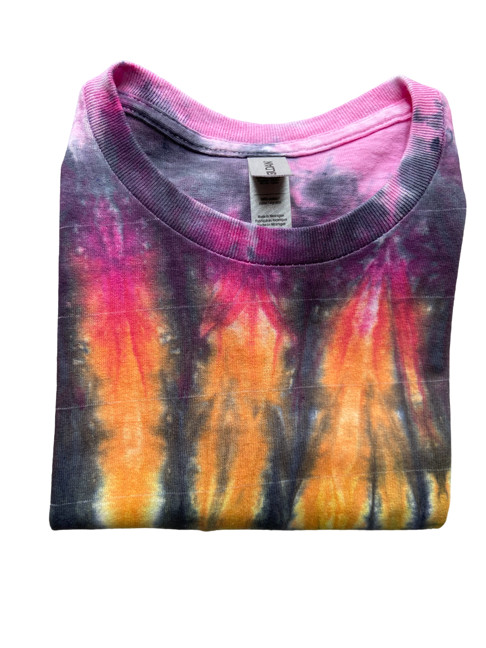 Horizontal Multicolour Stripe with Black Tie Dye T-Shirt, Adult, S, M, L, XL, 2XL, 3XL, 4XL, 5XL, Dyed in the UK, Gift