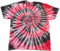 Red and Black Spiral Tie Dye T-Shirt hand dyed by Essex Tie Dye