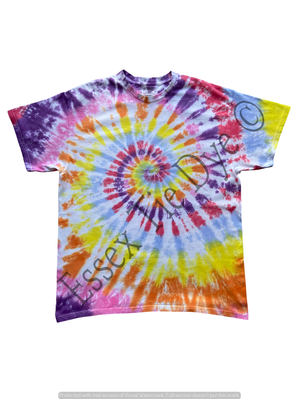 Orange, Yellow, Blue, Red, Purple and Pink Spiral Tie Dye