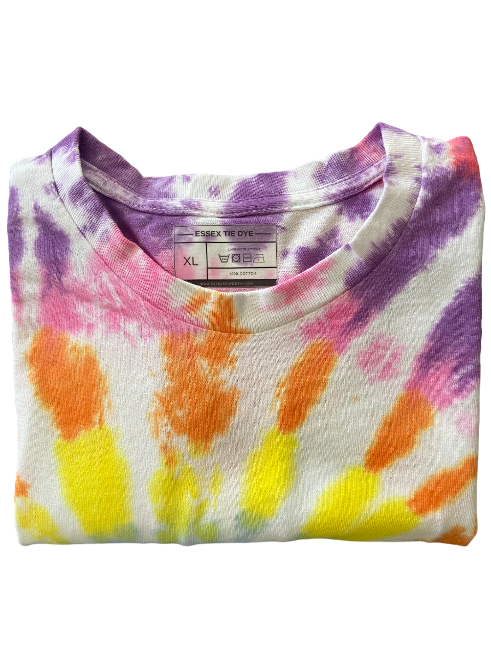 Orange, Yellow, Blue, Red, Purple, Pink Spiral Tie Dye T-Shirt, Adult, Youth, Unisex, XS, S, M, L, XL, 2XL, 3XL, 4XL, 5XL, Dyed in the UK