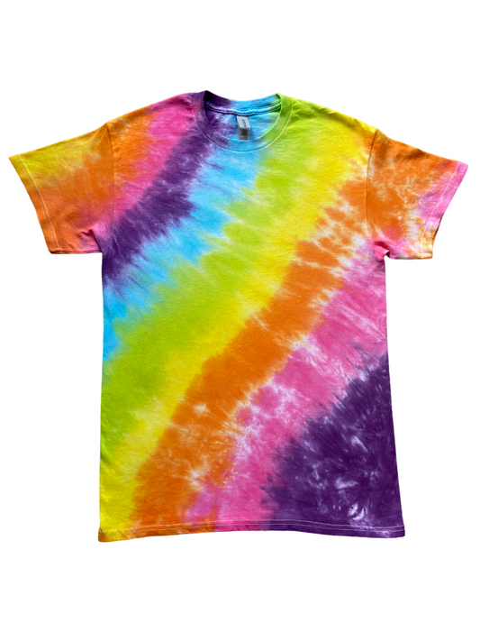 Multicolour Stripe Tie Dye T-Shirt, Adult, S, M, L, XL, 2XL, 3XL, 4XL, 5XL, Dyed in the UK, Gift