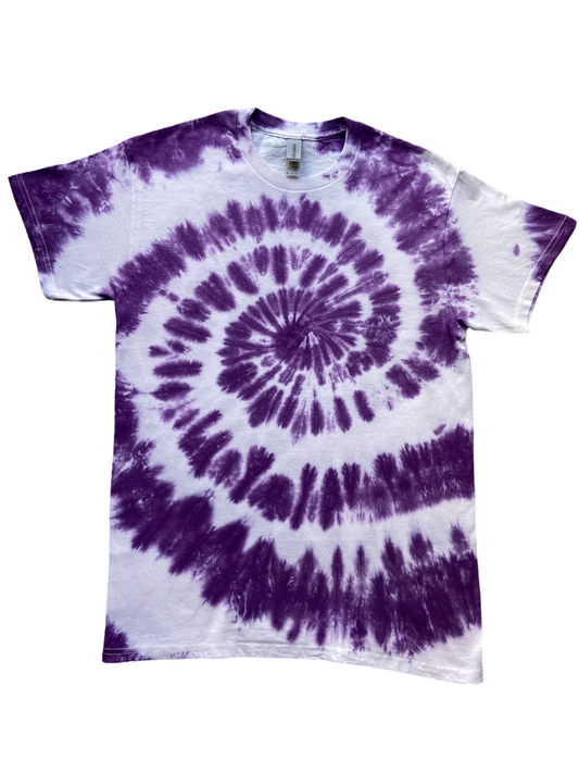 Deep Purple Spiral Tie Dye T-Shirt, Adult, Youth, Unisex, XS, S, M, L, XL, 2XL, 3XL, 4XL, 5XL, Dyed in the UK, Gift