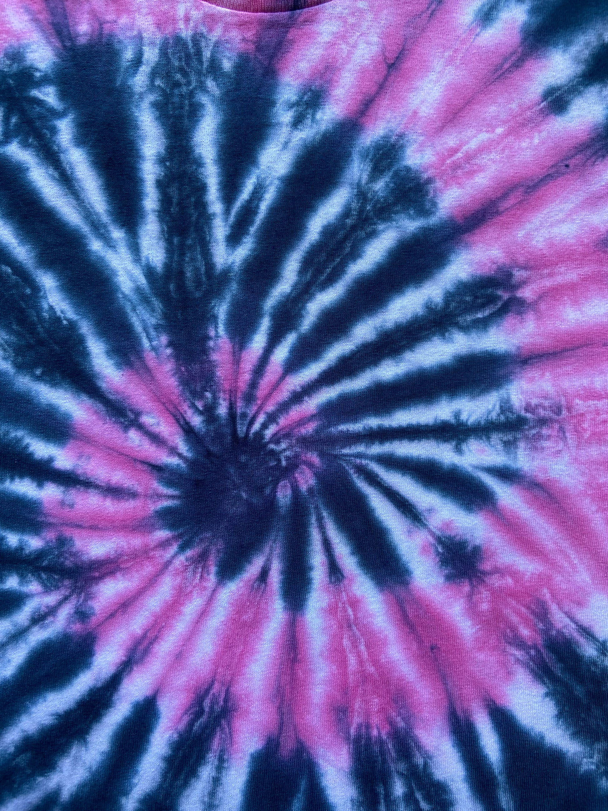 Black with mini Pink Spiral Tie Dye T-Shirt, Adult, Youth, Unisex, XS, S, M, L, XL, 2XL, 3XL, 4XL, 5XL, Dyed in the UK, Gift