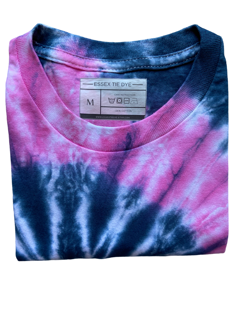 Black with mini Pink Spiral Tie Dye T-Shirt, Adult, Youth, Unisex, XS, S, M, L, XL, 2XL, 3XL, 4XL, 5XL, Dyed in the UK, Gift