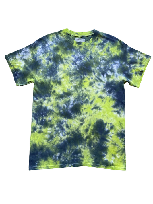 Lime and Black Scrunch Tie Dye T-Shirt, Adult, Youth, Unisex, XS, S, M, L, XL, 2XL, 3XL, 4XL, 5XL, Dyed in the UK, Gift