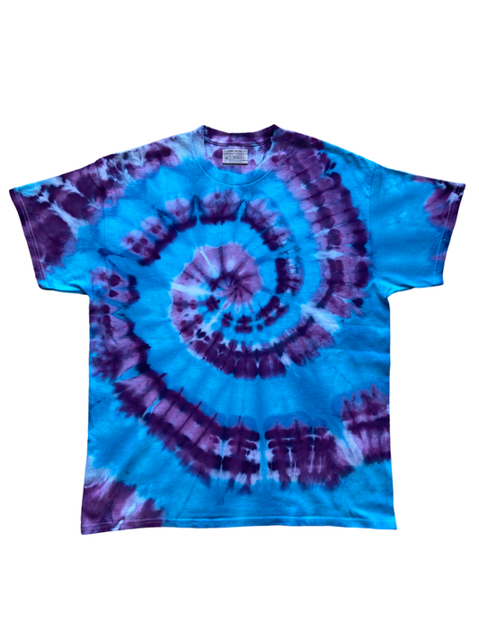 Blue and Purple Ice Spiral Tie Dye T-Shirt, Adult, Youth, Unisex XS, S, M, L, XL, 2XL, 3XL, 4XL, 5XL, Dyed in the UK, Gift