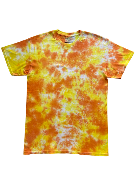 Orange and Yellow Scrunch Tie Dye T-Shirt, Adult, Youth, Unisex, XS, S, M, L, XL, 2XL, 3XL, 4XL, 5XL, Dyed in the UK, Gift