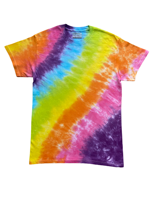 Multicolour Stripe Tie Dye T-Shirt, Adult, Youth, Unisex, XS, S, M, L, XL, 2XL, 3XL, 4XL, 5XL, Dyed in the UK, Gift, Handmade to order