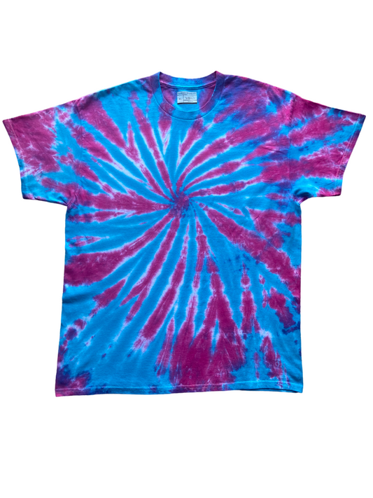 Blue and Red Swirl Tie Dye T-Shirt, Adult, Youth, Unisex, XS, S, M, L, XL, 2XL, 3XL, 4XL, 5XL, Dyed in the UK, Gift