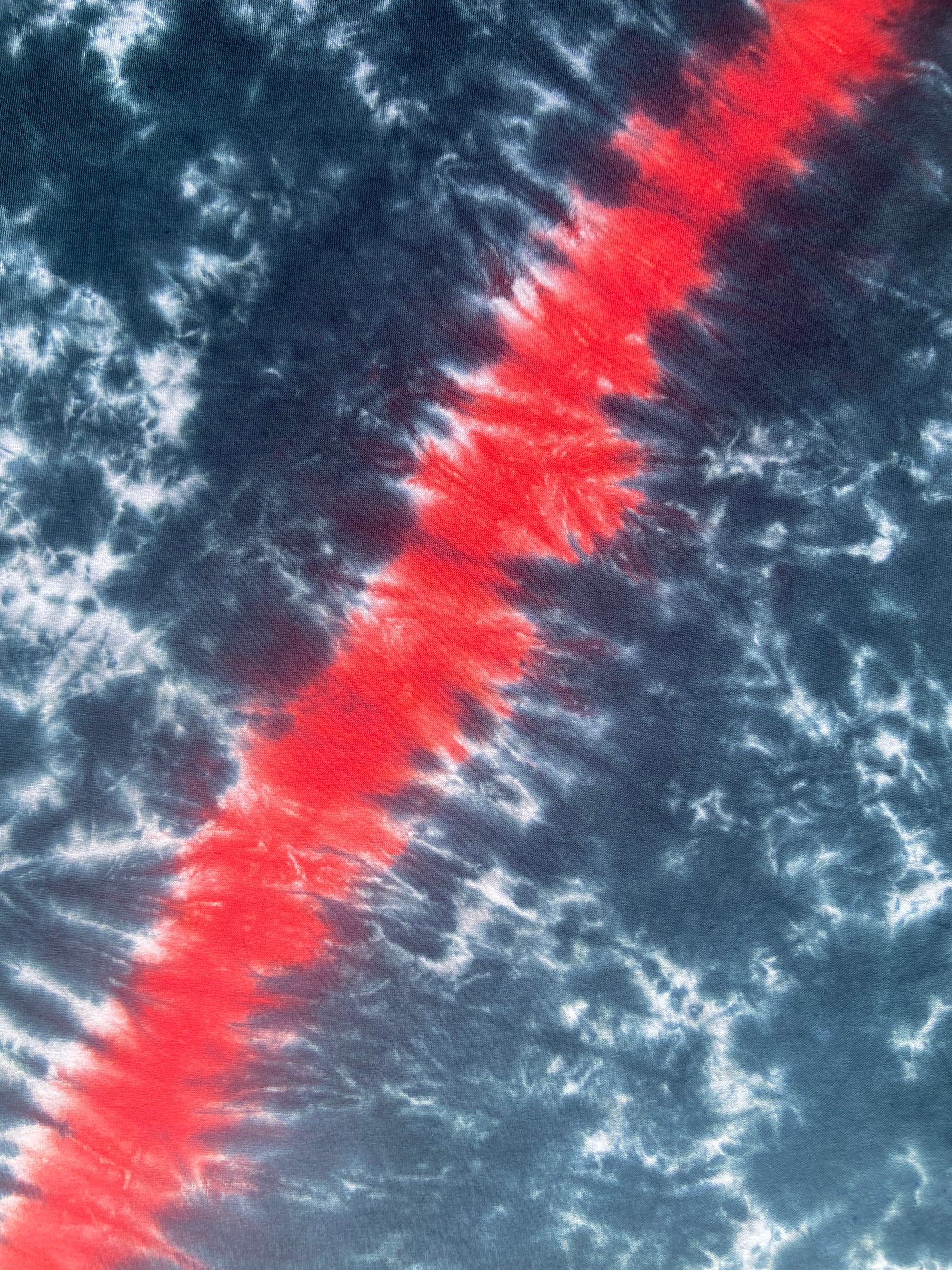 Black with Scarlet Accent Tie Dye T-Shirt, Adult, Youth, Unisex, XS, S, M, L, XL, 2XL, 3XL, 4XL, 5XL, Dyed in the UK, Gift