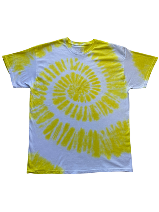 Bright Yellow Spiral Tie Dye T-Shirt, Adult, Youth, Unisex, XS, S, M, L, XL, 2XL, 3XL, 4XL, 5XL, Dyed in the UK, Gift