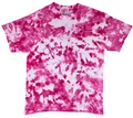 Hot Pink Ice Scrunch tie dye T-shirt in vivid hot pink and white with a bold hand dyed scrunch pattern on a white background.