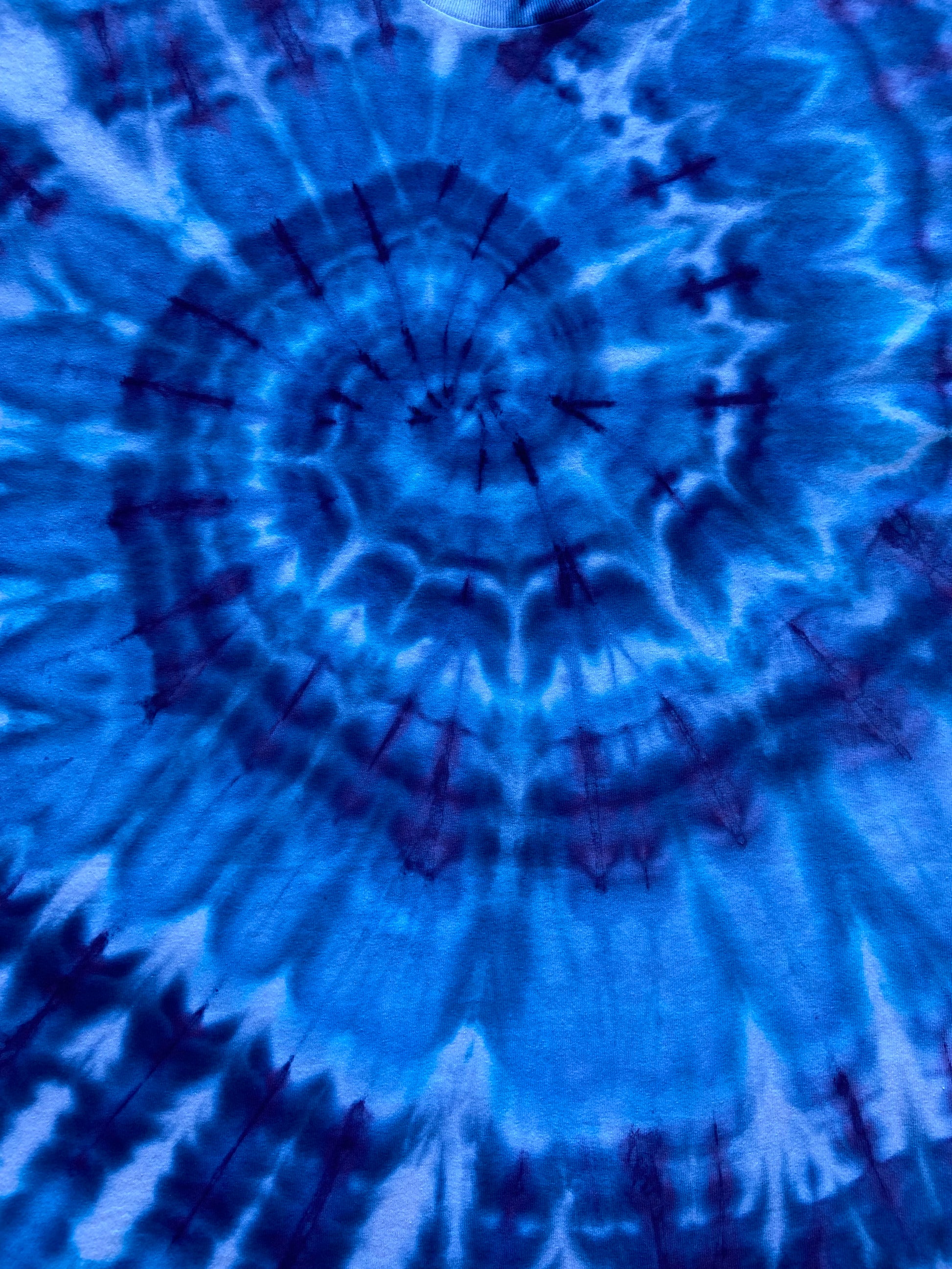 Blue Vortex Ice Tie Dye T-Shirt, Adult, Youth, Unisex XS, S, M, L, XL, 2XL, 3XL, 4XL, 5XL, Dyed in the UK, Gift
