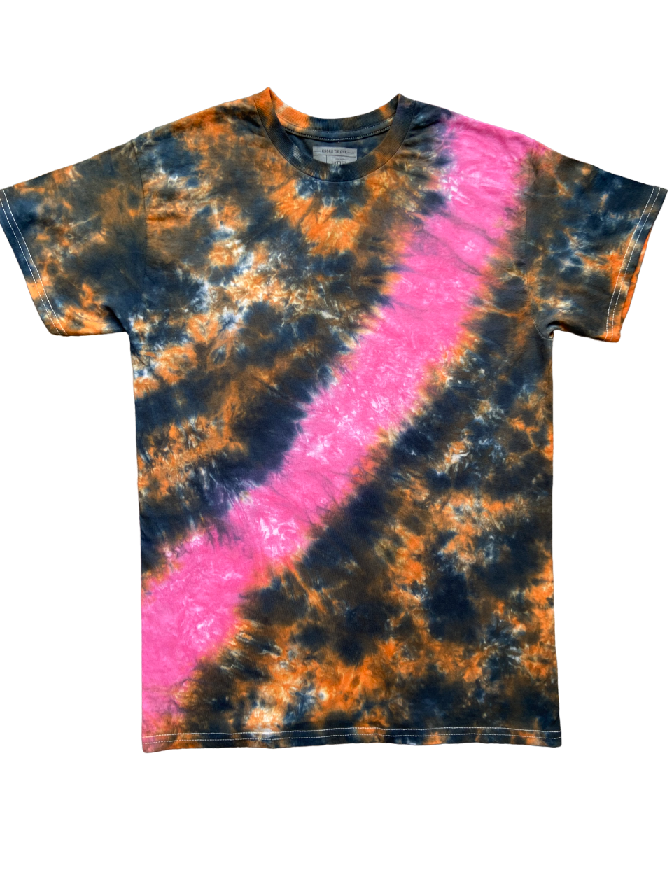 Orange and Black with Pink Accent Tie Dye T-Shirt, Adult, Youth, Unisex, XS, S, M, L, XL, 2XL, 3XL, 4XL, 5XL, Dyed in the UK, Gift