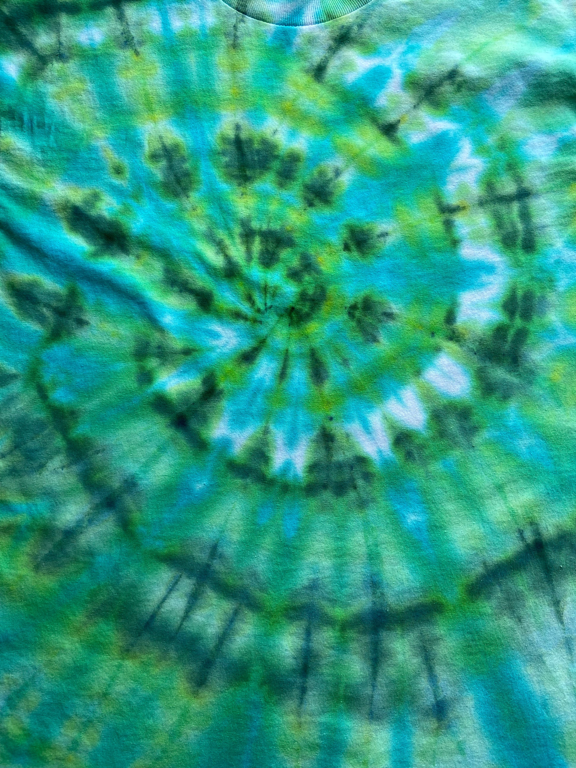 Green Vortex Ice Tie Dye T-Shirt, Adult, Youth, Unisex XS, S, M, L, XL, 2XL, 3XL, 4XL, 5XL, Dyed in the UK, Gift