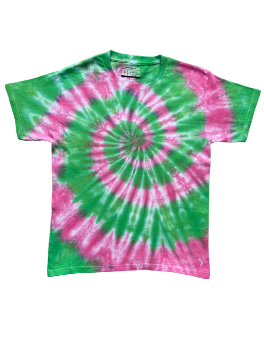 Green and Pink Spiral Tie Dye