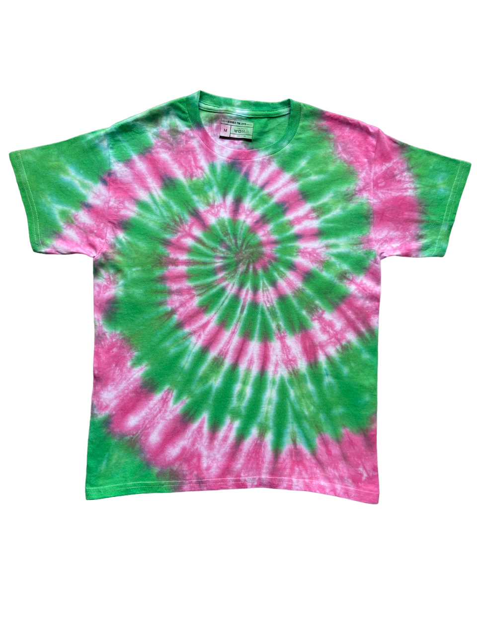 Green and Pink Spiral Tie Dye T-Shirt, Adult, Youth, Unisex, XS, S, M, L, XL, 2XL, 3XL, 4XL, 5XL, Dyed in the UK, Gift
