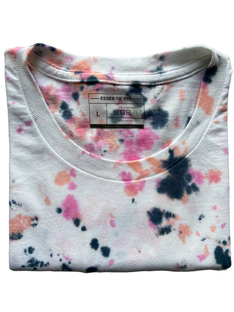 Black, Peach and Pink Tie Dye T-Shirt, Adult, S, M, L, XL, 2XL, 3XL, 4XL, 5XL, Dyed in the UK, Gift