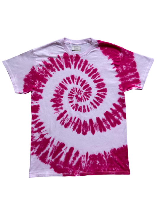 Fuchsia Red Spiral Tie Dye T-Shirt, Adult, Youth, Unisex, XS, S, M, L, XL, 2XL, 3XL, 4XL, 5XL, Dyed in the UK, Gift