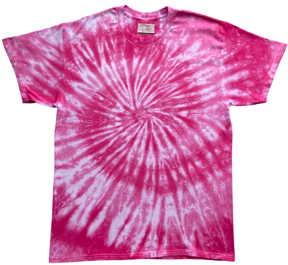 Hot Pink 2Tone Spiral Tie Dye T-Shirt, Adult, Youth, Unisex XS - 5XL, Long Sleeve, V-Neck, Handmade to Order, Dyed in the UK, Unique Gift