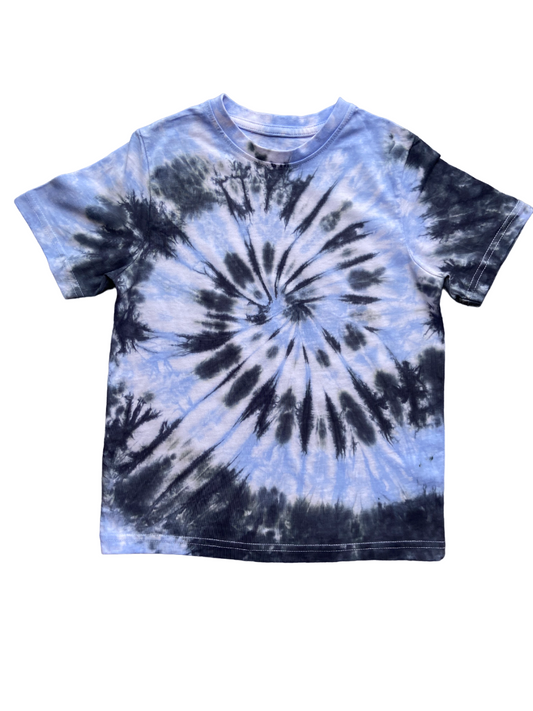 Black and Ice Blue Spiral Tie Dye