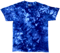 Houdini Blue Ice Scrunch tie dye T-shirt in rich royal blue, navy and white tones, individually hand dyed in the UK.