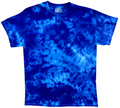 Stratosphere Ice Scrunch tie dye T-shirt in vivid cobalt blue, electric blue and lighter icy blue tones, individually hand dyed in the UK.