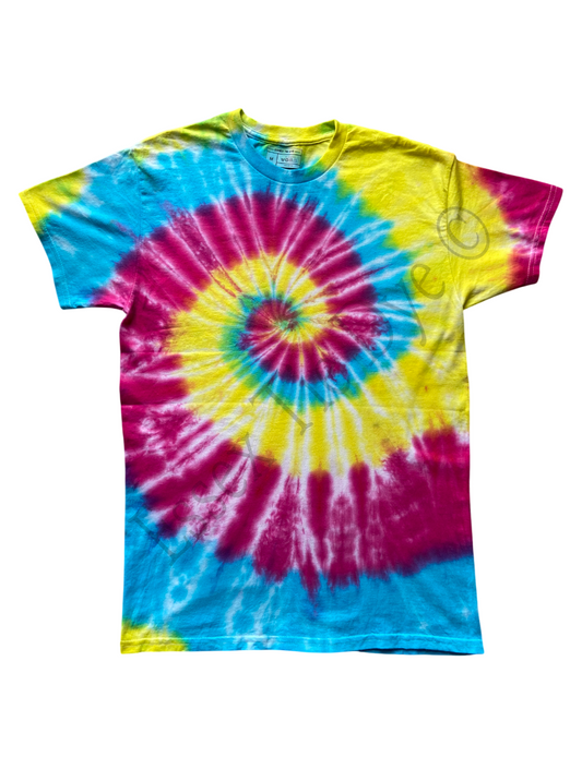 Primary Spiral Tie Dye T-Shirt, Adult, Youth, Unisex, XS, S, M, L, XL, 2XL, 3XL, 4XL, 5XL, Dyed in the UK, Gift