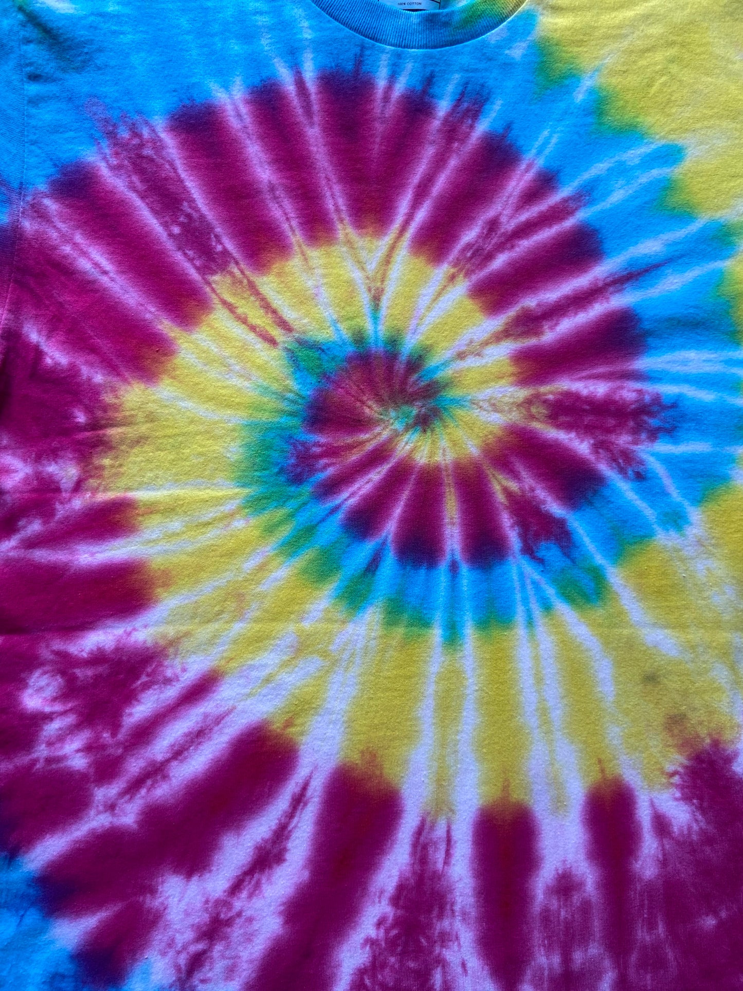Primary Spiral Tie Dye T-Shirt, Adult, Youth, Unisex, XS, S, M, L, XL, 2XL, 3XL, 4XL, 5XL, Dyed in the UK, Gift