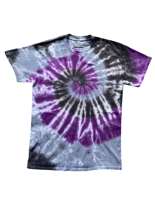 Purple, Grey and Black Spiral Tie Dye T-Shirt, Adult, Youth, Unisex, XS, S, M, L, XL, 2XL, 3XL, 4XL, 5XL, Dyed in the UK, Gift