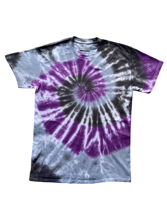Purple, Grey and Black Spiral Tie Dye T-Shirt, Adult, Youth, Unisex, XS, S, M, L, XL, 2XL, 3XL, 4XL, 5XL, Dyed in the UK, Gift