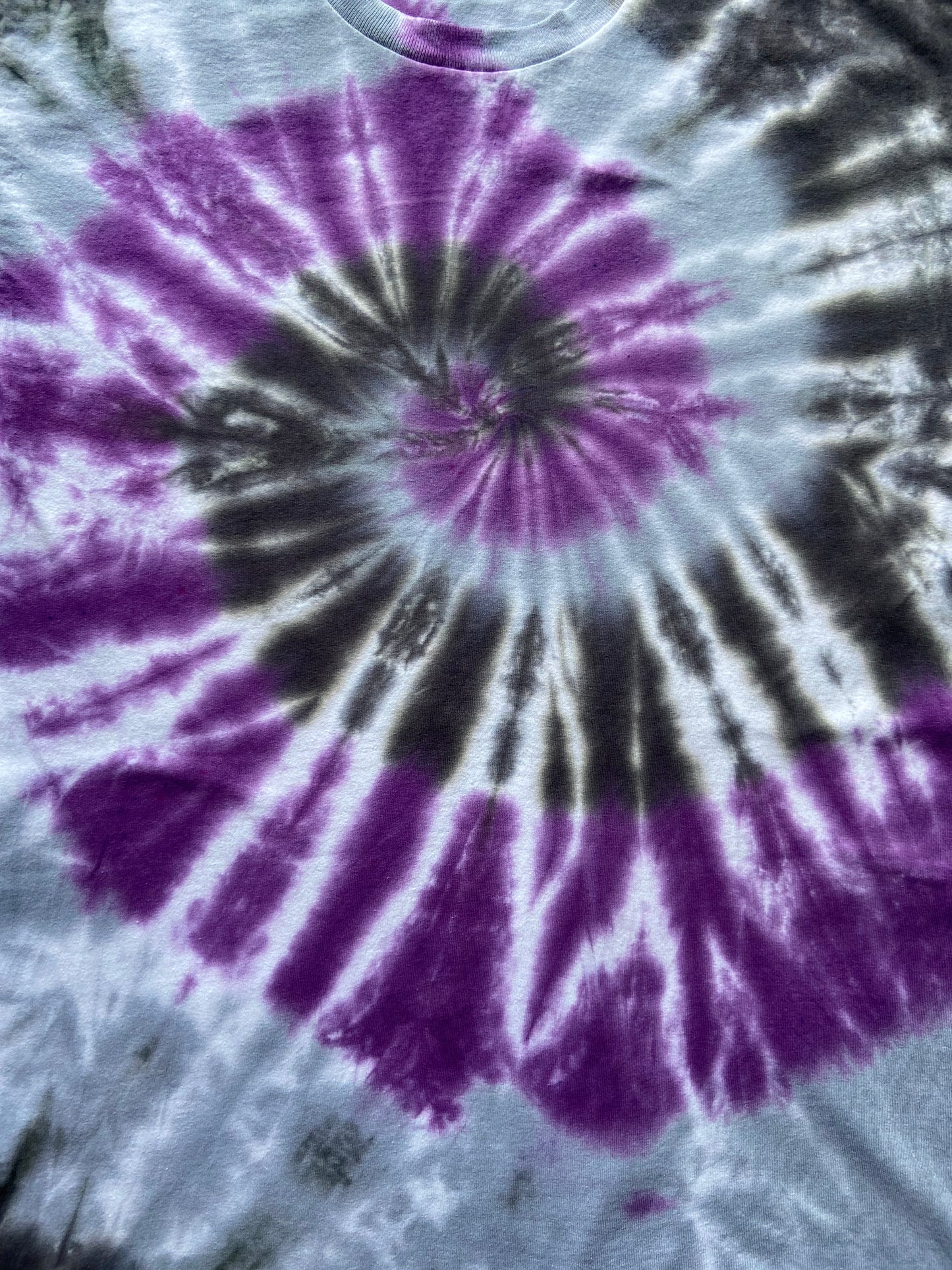 Purple, Grey and Black Spiral Tie Dye T-Shirt, Adult, Youth, Unisex, XS, S, M, L, XL, 2XL, 3XL, 4XL, 5XL, Dyed in the UK, Gift