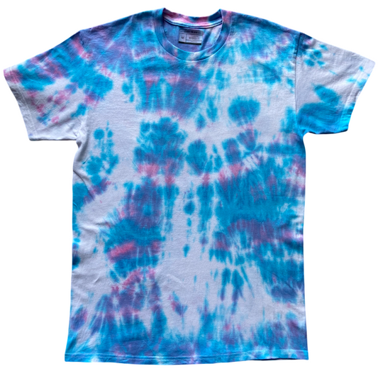 Blue and Pink Wave Tie Dye T-Shirt, Adult, Youth, Unisex, XS, S, M, L, XL, 2XL, 3XL, 4XL, 5XL, Dyed in the UK, Gift, Handmade to order
