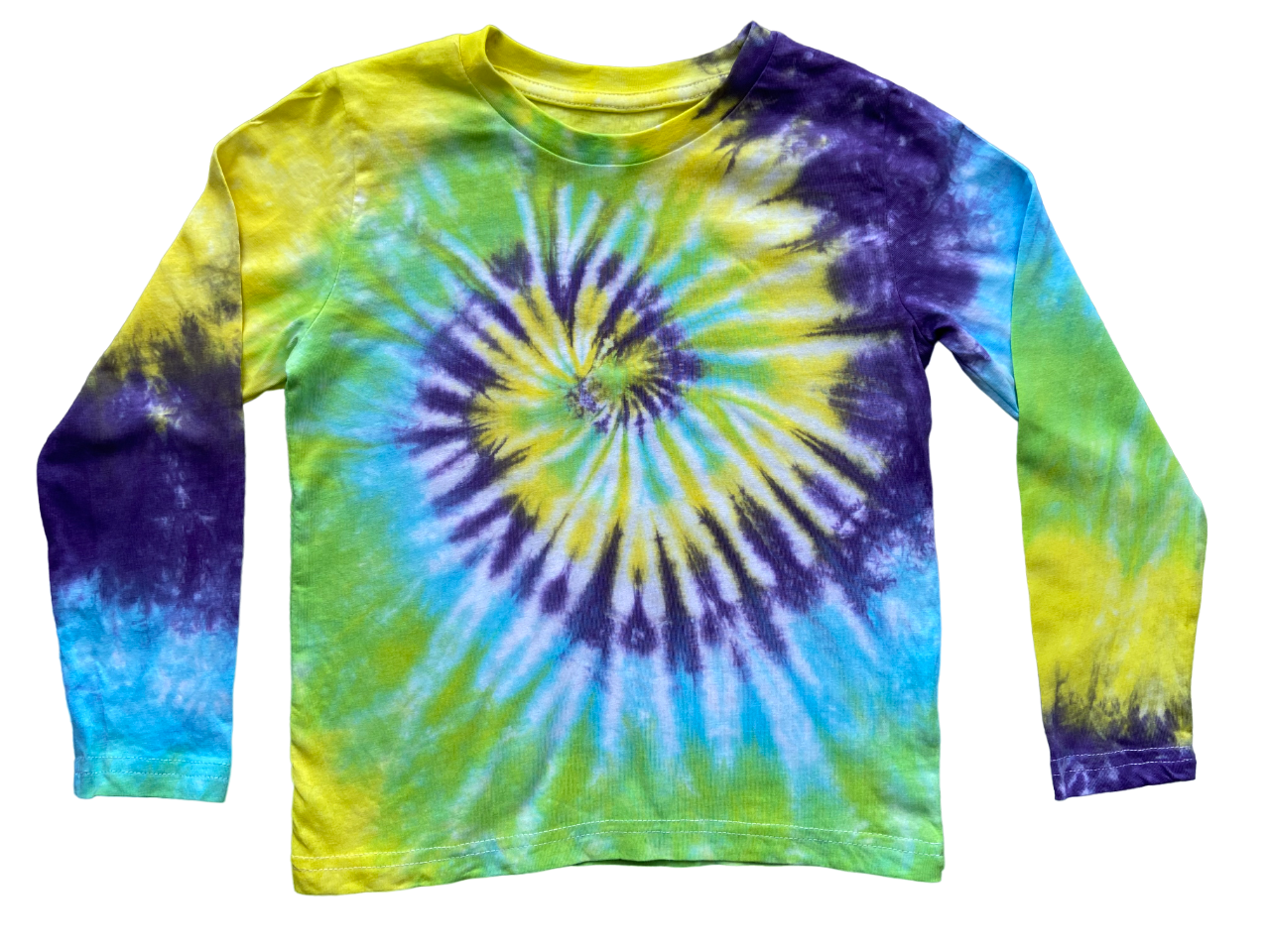 Blue, Green, Yellow and Purple Spiral Tie Dye