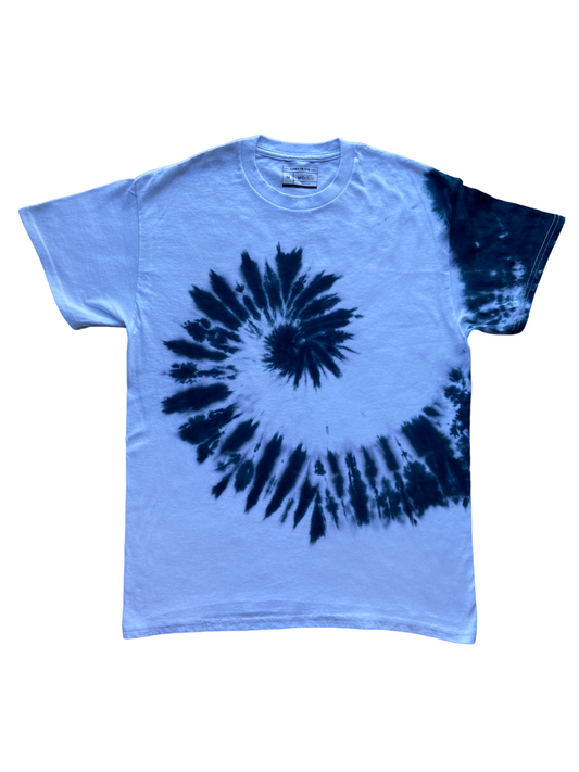 Black Spiral Tie Dye T-Shirt, Adult, Youth, Unisex, XS, S, M, L, XL, 2XL, 3XL, 4XL, 5XL, Dyed in the UK, Gift