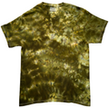 Moss Green Ice Tie Dye T-shirt featuring earthy olive green, moss, golden yellow and cream tones in a unique marbled pattern.