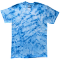 Baby Blue Ice Scrunch tie dye T-shirt in soft sky blue and white tones, individually hand dyed in the UK.