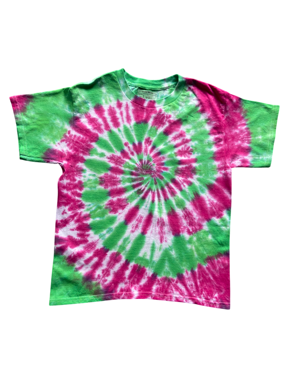 Fuchsia Red and Green Spiral Tie Dye T-Shirt, Adult, Youth, Unisex, XS, S, M, L, XL, 2XL, 3XL, 4XL, 5XL, Dyed in the UK, Gift