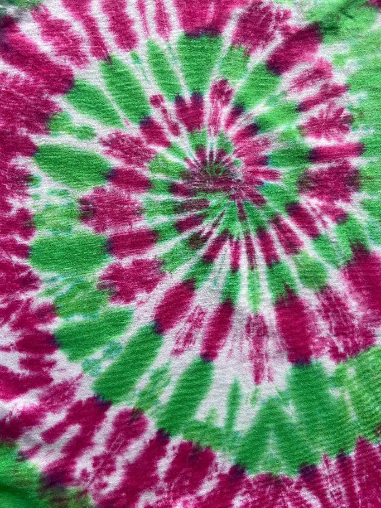 Fuchsia Red and Green Spiral Tie Dye T-Shirt, Adult, Youth, Unisex, XS, S, M, L, XL, 2XL, 3XL, 4XL, 5XL, Dyed in the UK, Gift